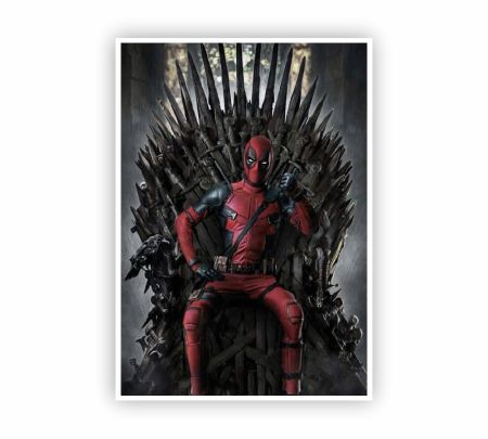 Deadpool on the Iron Throne Poster Mockup