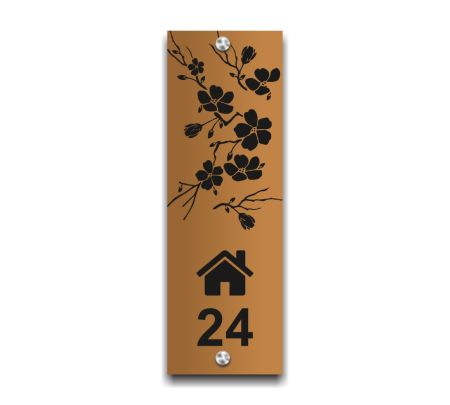 Designer Floral Vertical Acrylic Address Number Plate Mockup