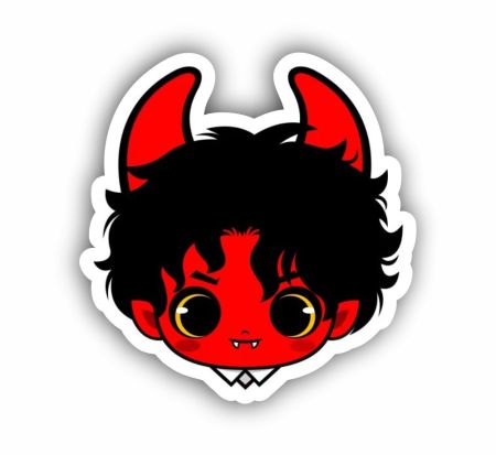 Devil Baby Face Sticker Mockup