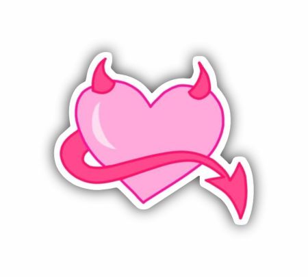 Devil Heart With Horn Sticker Mockup