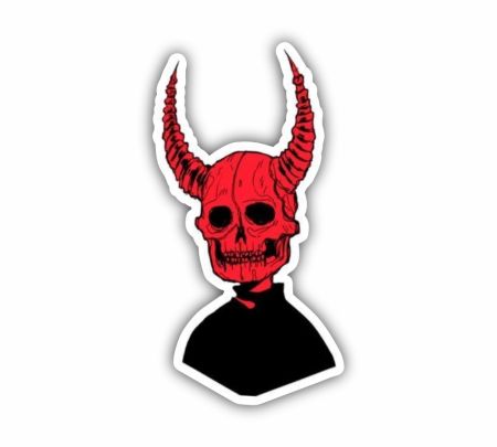 Devil Skeleton Head Sticker Mockup