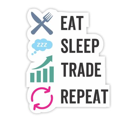 Eat Sleep Trade Repeat Sticker Mockup