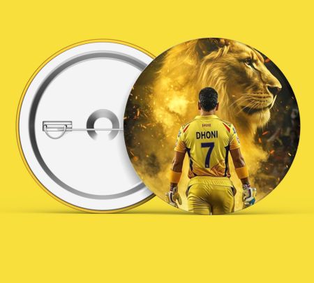 M S Dhoni Artwork Button Badge Mockup