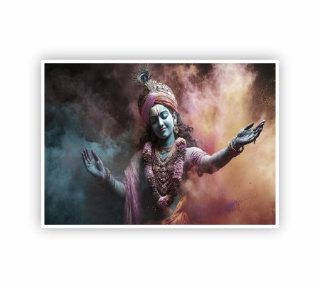 Divine Krishna in Colors Poster Mockup