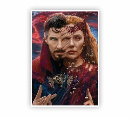Doctor Strange and Scarlet Witch Split Face Poster Mockup
