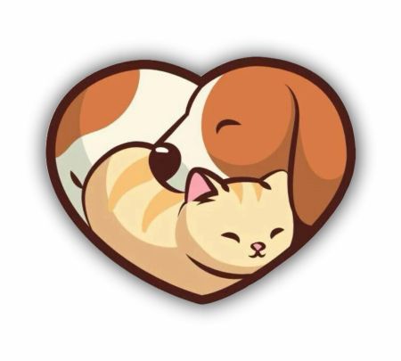Dog And Cat Love Sticker Mockup