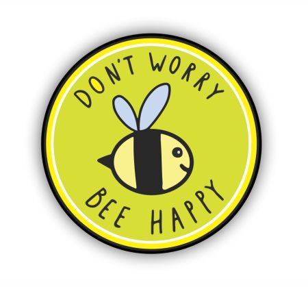 Dont Worry Bee Happy Sticker Mockup
