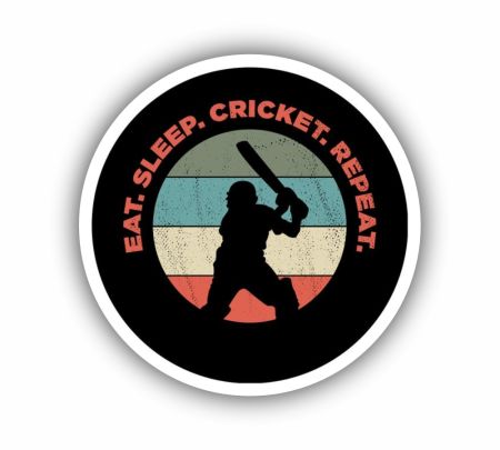 Eat Sleep Cricket Repeat 01 Sticker Mockup