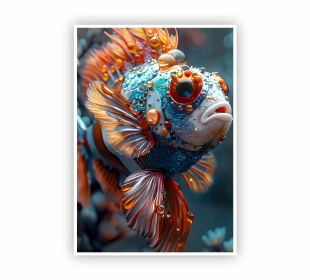 Electric Blue Lionfish Poster Mockup