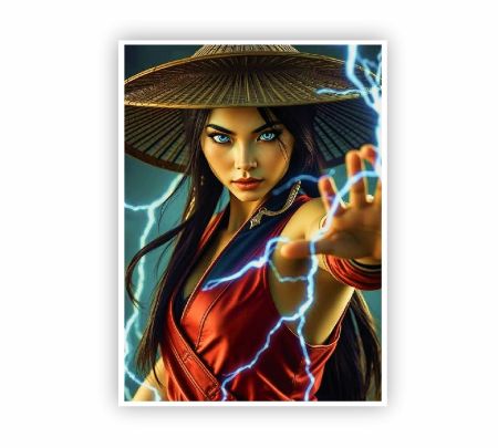 Electrifying Warrior Girl Poster Mockup