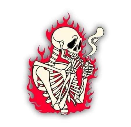Smoking Skeleton Sticker Mockup