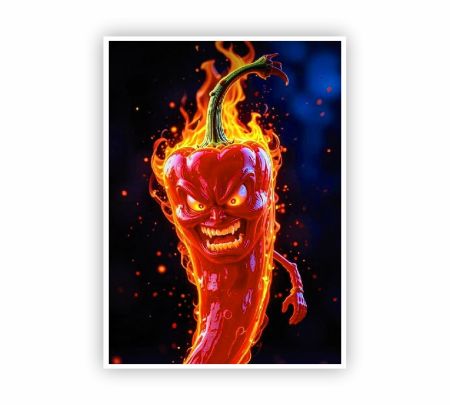 Fiery Red Chili Pepper Poster Mockup