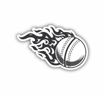 Flaming Cricket Ball Sticker Mockup