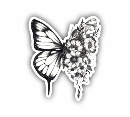 Floral Butterfly Sticker Mockup