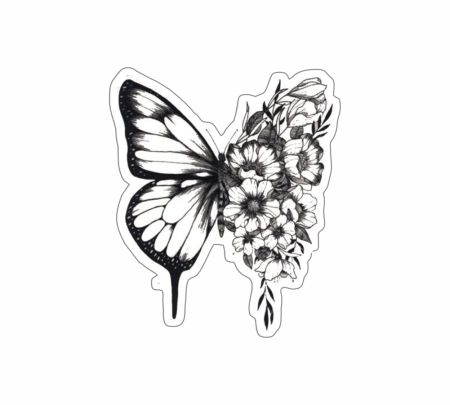Floral Butterfly Sticker Mockup