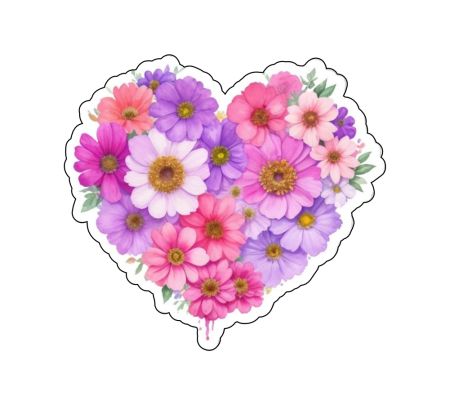 Flower Heart Sticker Mockup