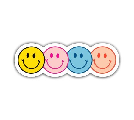 Four Smiley Emojis Aesthetic Sticker