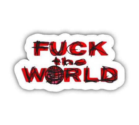 Fuck The World Sticker Mockup