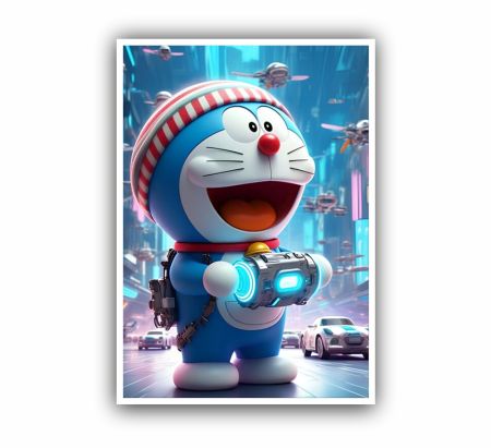 Futuristic Doraemon Poster Mockup