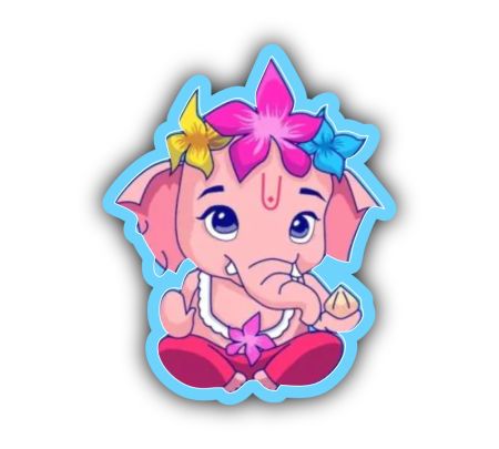 Ganesh Ji With Flowers Sticker Mockup