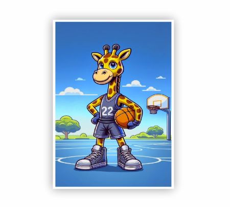 Giraffe Playing Basketball Poster Mockup