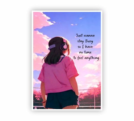 Girl With Headphones Poster Mockup