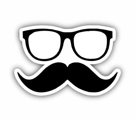 Glass And Moustache Sticker Mockup