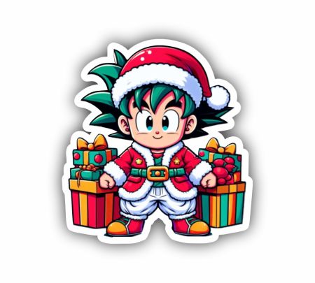 Goku Santa Christmas Sticker Mockup