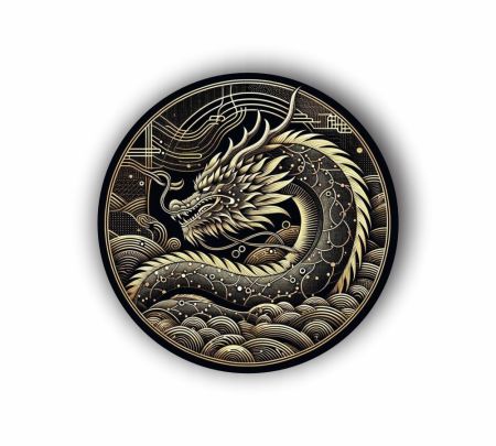 Gold Dragon Badge Sticker Mockup