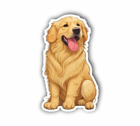 Golden Retriver 01 Sticker Mockup