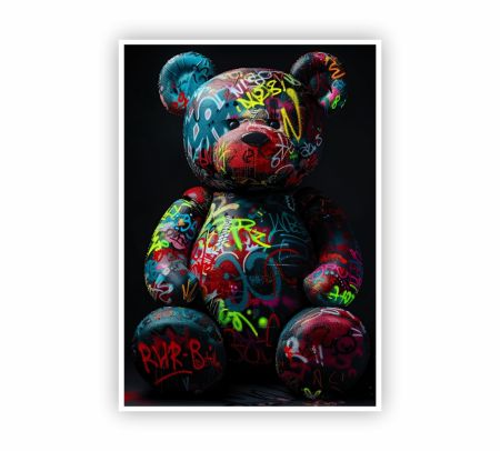 Graffiti Teddy Bear Poster Mockup