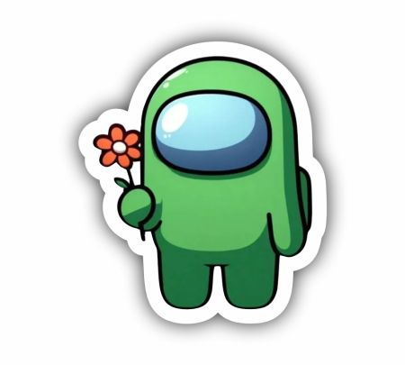 Green Amongus Sticker Mockup