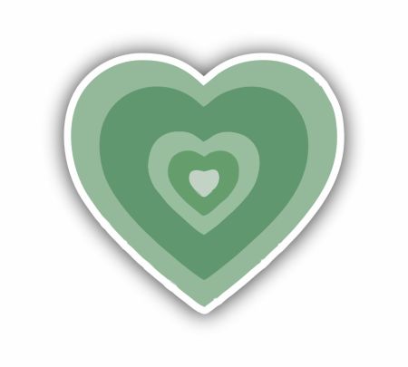 Green Retro Heart Sticker Mockup