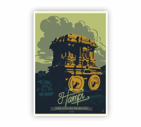 Hampi Stone Chariot Heritage Poster Mockup