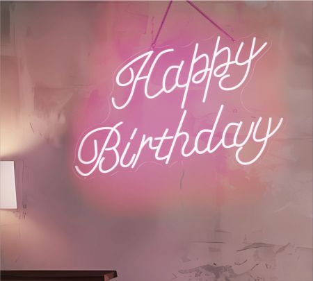 Happy Birthday Neon Signs Baby Pink