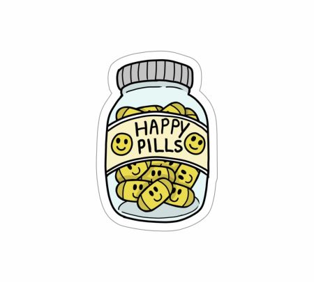 Happy Pills Sticker Mockup