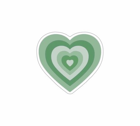Green Retro Heart Sticker Mockup