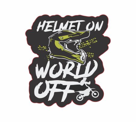 Helmet On World Off Sticker Mockup