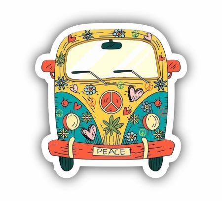 Hippie Piece Van Sticker Mockup