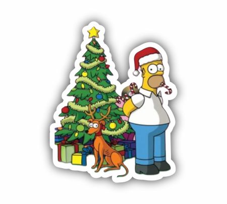 Homer Simpsons Christmas Sticker Mockup