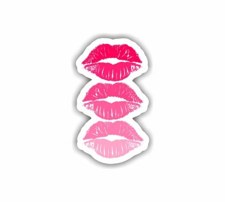 Hot Pink Lips Sticker Mockup