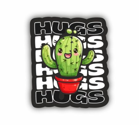 Hugs Cactus Sticker Mockup