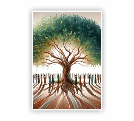 Humans Worshipping Tree Poster Mockup