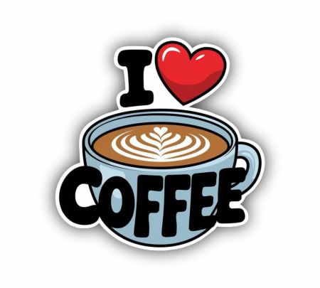 I Love Coffee Sticker Mockup