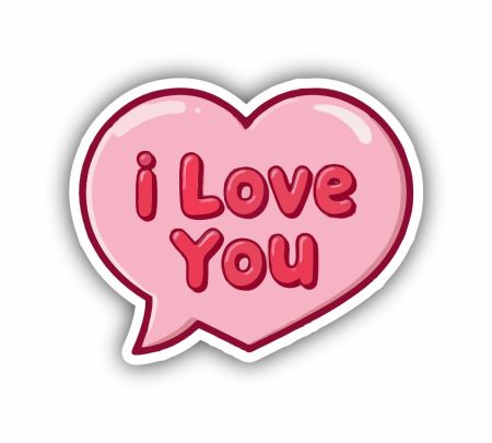 I Love You Heart Valentine Sticker Mockup
