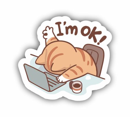 I'm Ok Cat Sticker Mockup
