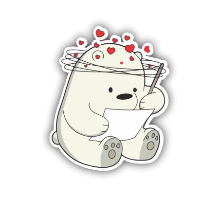 Ice Bear With Love Letter Sticker Mockup