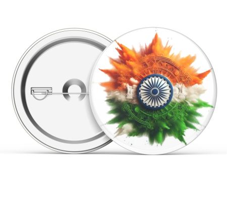 Indian Flag Art Button Badge Mockup