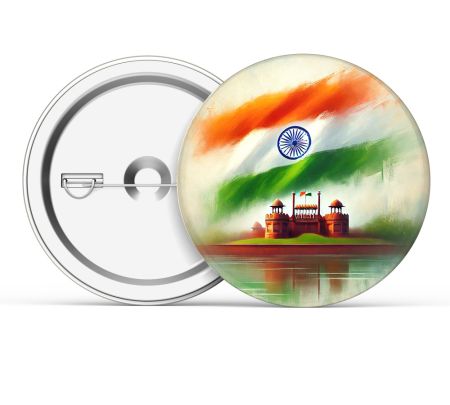 Indian Flag Artwork Button Badge Mockup