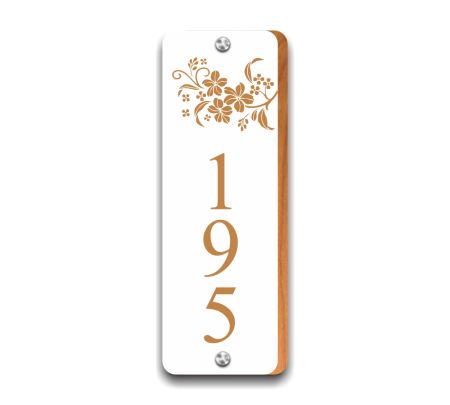 Ivory Blossom Vertical Acrylic House Number Plate Mockup